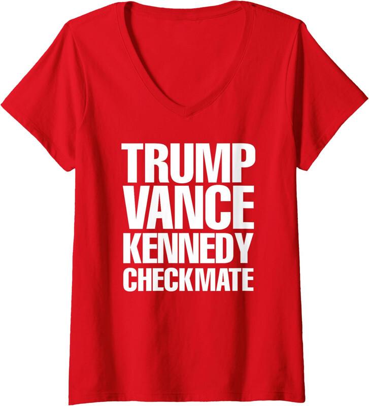 Trump Vance Kennedy Checkmate 2024 Election Vote Ladies V-Neck Tshirt Unisex T-Shirt S