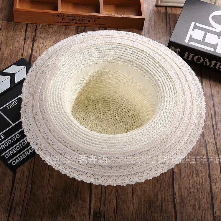 Lace Wide Lace Foldable Wide Edge Travel Sun Protection Straw Hat Women's Sun Hat Big Edge Hat Beach Hat Sun Hat