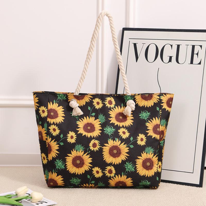 New printed beach bag large-capacity casual shoulder handbag simple and fashionable summer travel tote bag