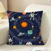 Outer Space Spaceship Astronaut Cushion Cover Reversible Plush Pillow Cover For Car Sofa Bedroom Decorative Gift Pillowcase