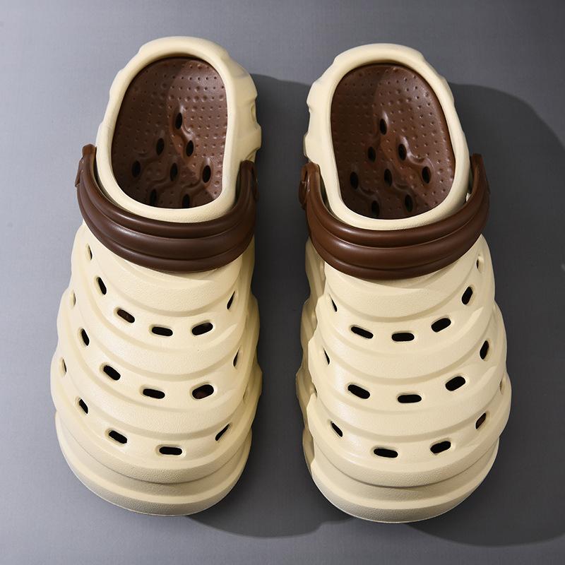 Summer Men's Hole Shoes Wear Deodorant and Non-slip Bag Head Slippers Soft-soled Beach Slippers