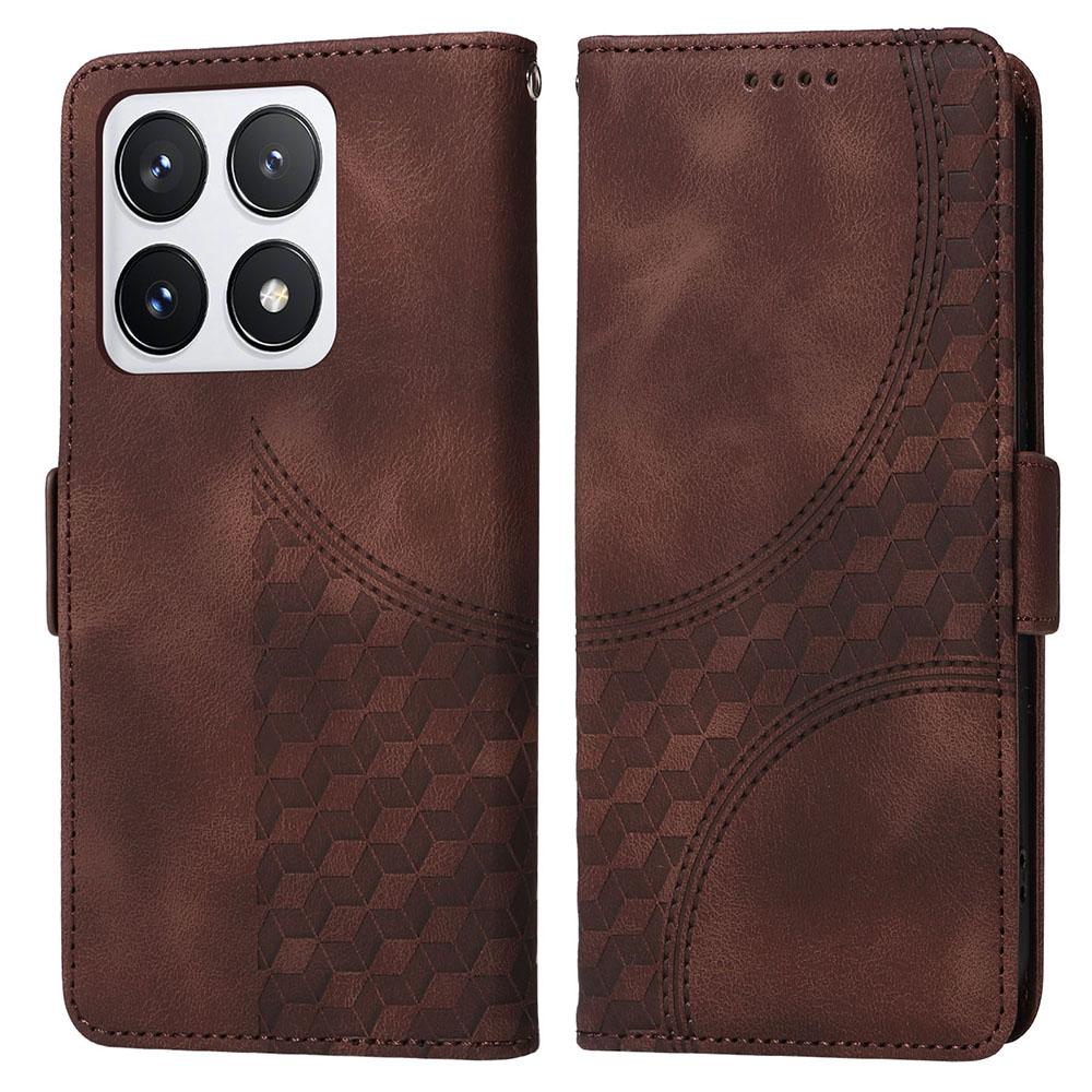 For Xiaomi 14T Pro Case PU Leather Phone Cover Rhombus Starry Imprinted