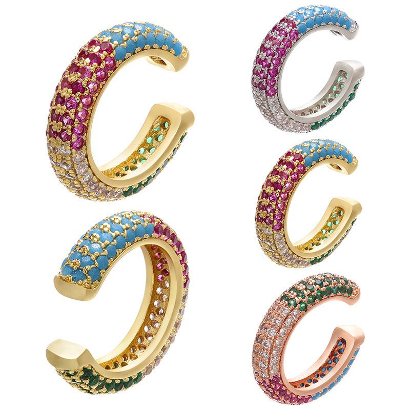 Fashion Colorful Ear Cuffs 18k Gold Plated Micro Pave Ear Cuff Earing