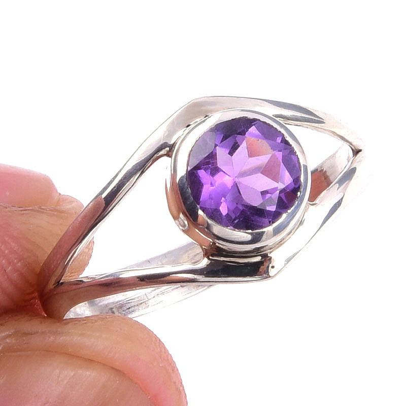 

Natural Amethyst Gemstone Handmade 925 Solid Sterling Silver Ring Size 7 O6d04