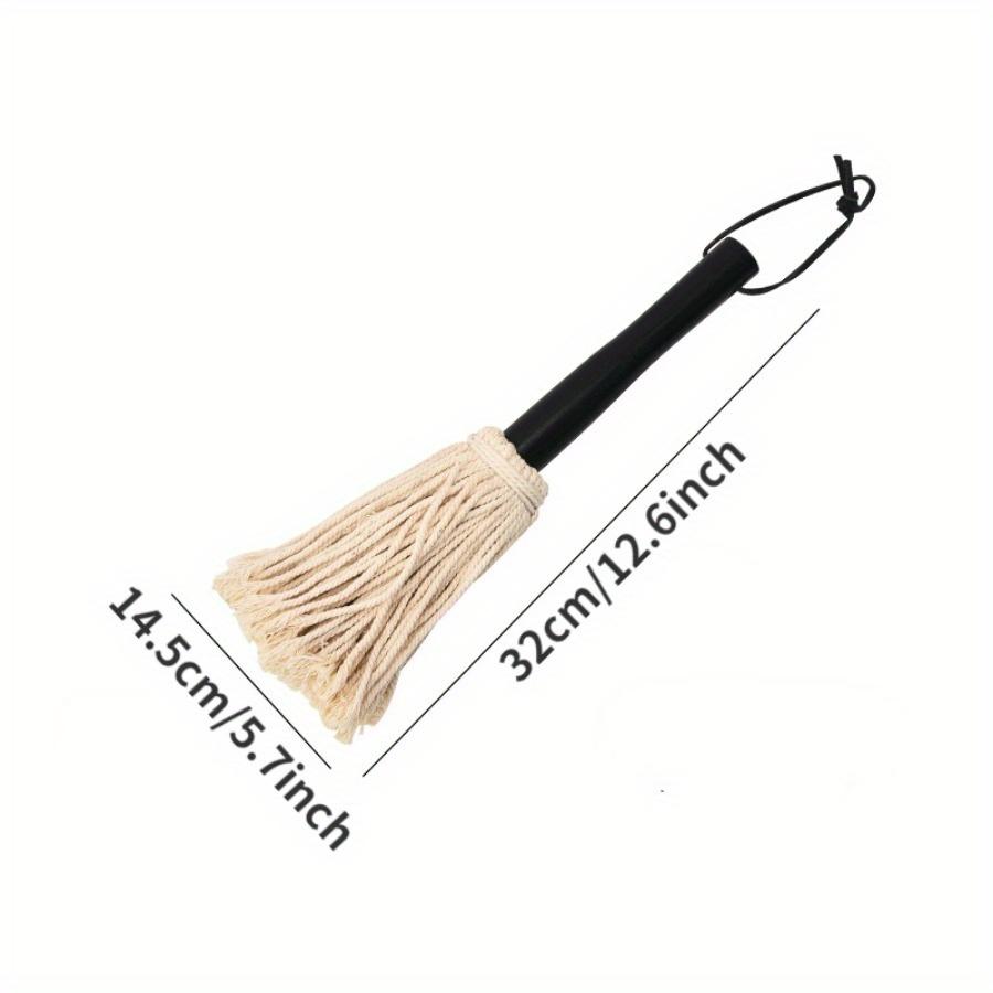 2 ks BBQ grilovací mop s vyměnitelnou hlavou, dřevěná rukojeť, BBQ štětec na namáčení, velký štětec na koření masa