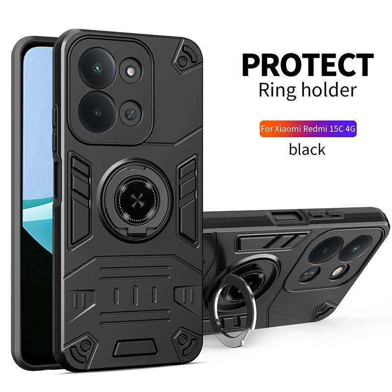 For Xiaomi Redmi A5 A4 A3 15 15C 171 14C Turbo 4 Pro Note 14 Pro Plus 4G 5G Phone Case, Armor Rotating Ring Shockproof Cover
