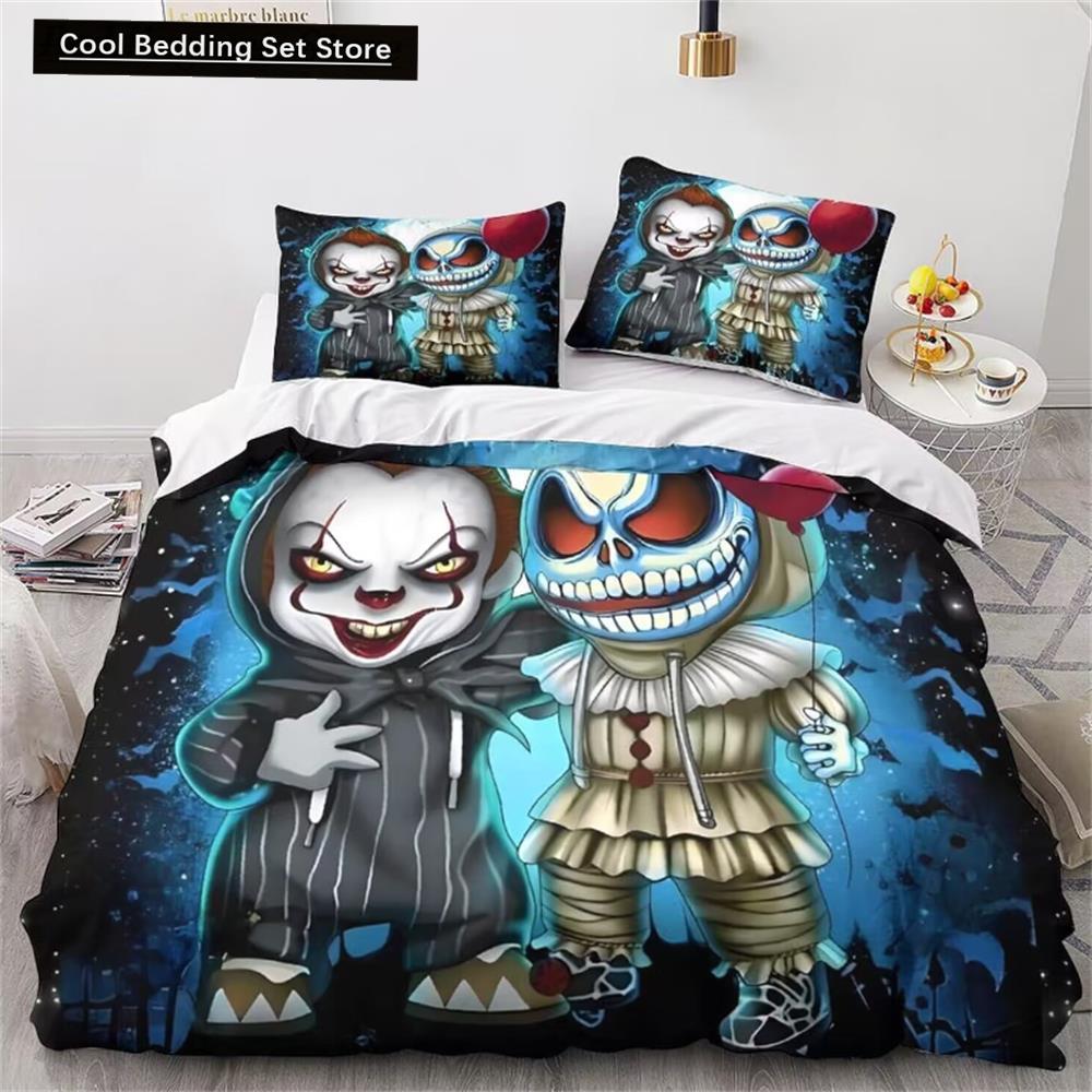 

Puppet Horror Doll Bedding Set 3D Printed Duvet Covers Sets With Pillowcases Child of Play Moive Character Chucky Doll Bed Linen EU single(135x200cm)