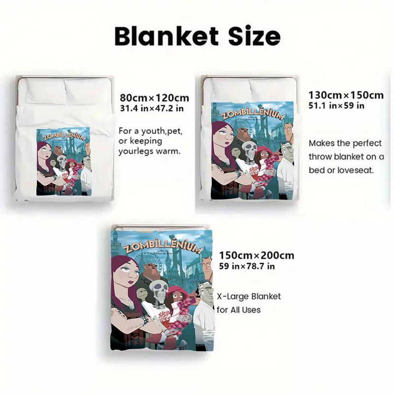 Zombillenium-inspired 2D Flat Pattern Flannel Blanket High quality All Seasons Warmth and Comfort Perfect for Christmas Gifts.PMT0914225