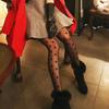 Women Vintage Polka Dot Lace Pantyhose Sexy Black Tight Ultra Thin Mesh Stockings