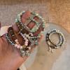 Jingdezhen Ceramic Double Ring Butterfly Beaded Bracelet for Women, Handmade New Chinese Ethnic Bohemian Style Niche Versatile Elegant Wrist Jewelry