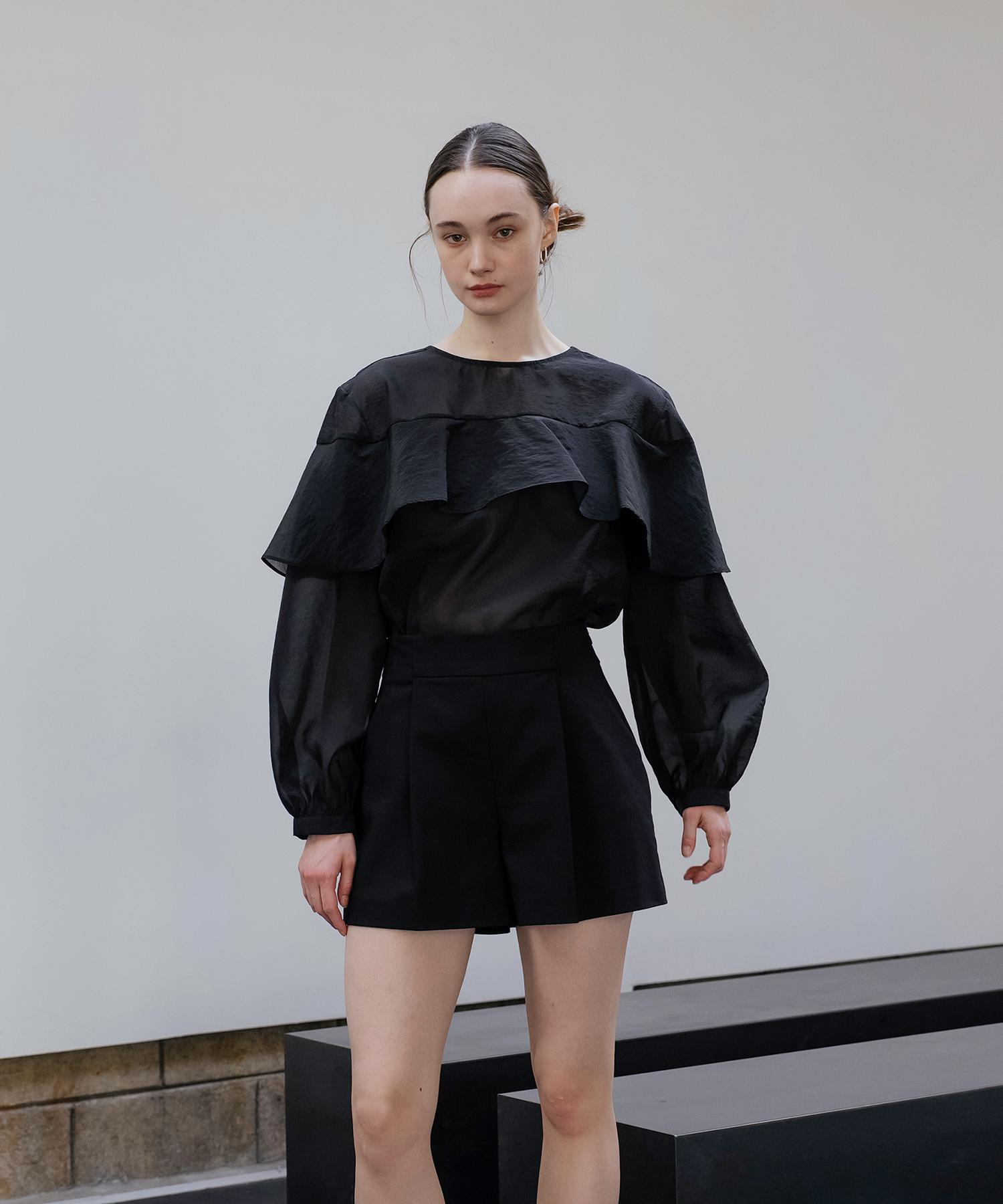 Unis Black Flared Sheer Blouse Black