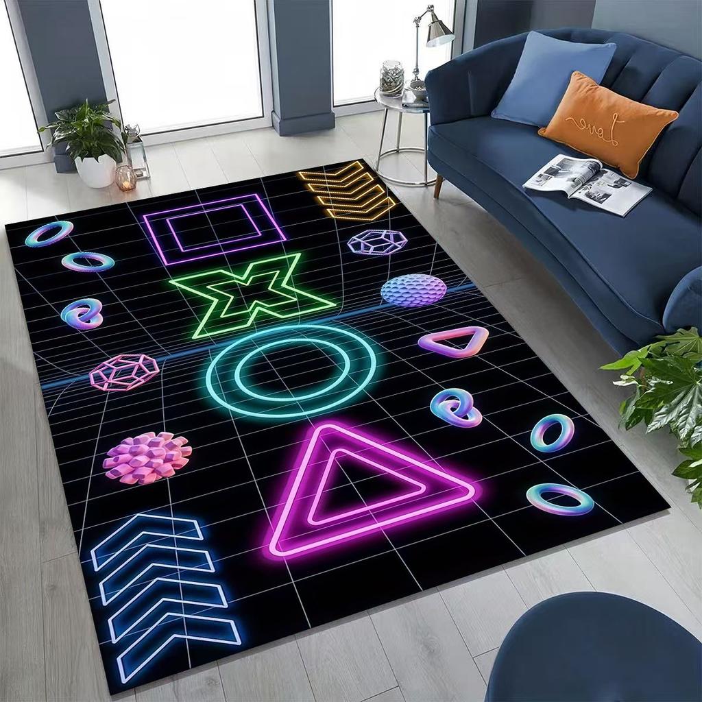 27 Stil Gamer Zone Game Controller Cartoon Spielzimmer Teppich für Schlafzimmer Wohnzimmer Sofa Zuhause Fußmatte Dekoration, Rutschfeste Bodenmatte