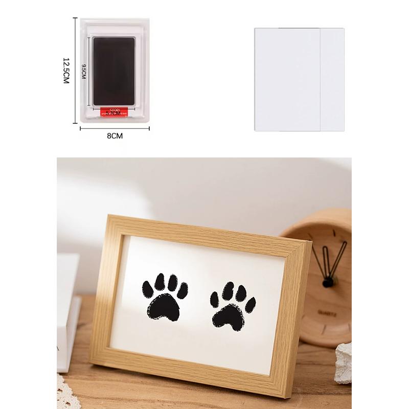 Diy Wooden Baby Pet Paw Print Footprint Handprint Photo Frame No Mess Ink Pad Imprint Kit Memorial For Newborn And Pet Lover