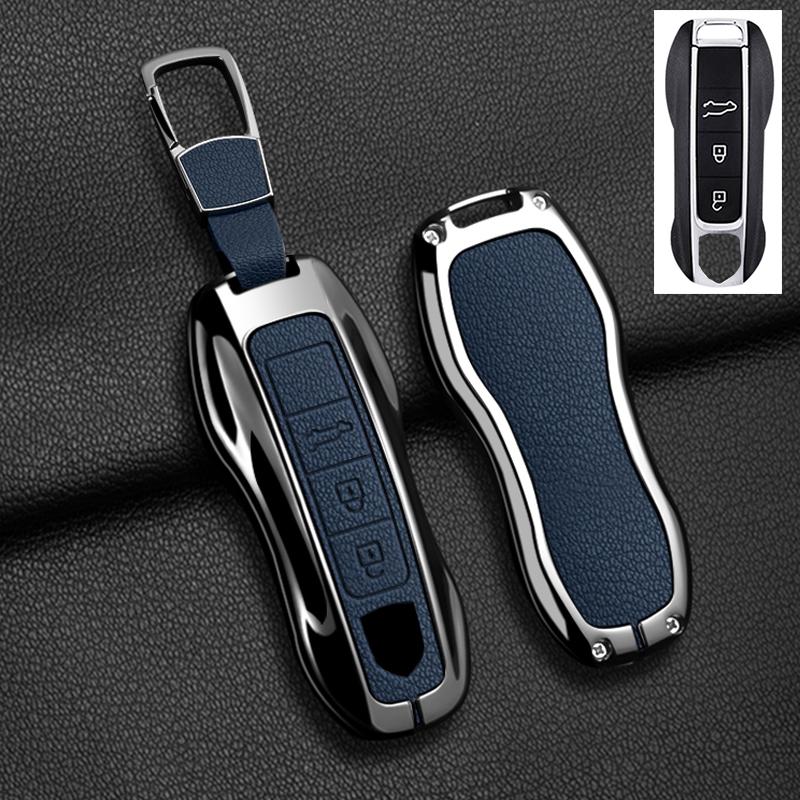 AABKR1 Zinc Alloy Leather Car Key Case for Porsche Cayenne 718 MACAN Panamera 911 Macan Boxster Cayman Cayenne Macan Keychain Key Case