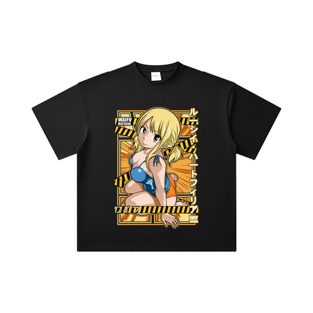 260 GSM Double Yarn 32 Count 100% Cotton Fairy Tail V1 Lucy Waifu Print Unisex Heavy Cotton T Shirt