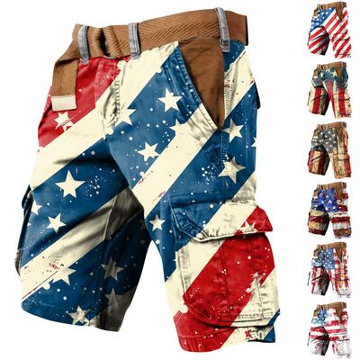 Men's Independence Day Printed Multi Pocket Workwear Shorts