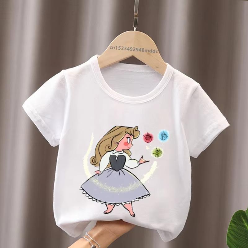 Hot Selling Little Princess Ariel Jennifer Cinderella Printed Childrens Unisex Women Tshirt Cotton Tshirt Summer