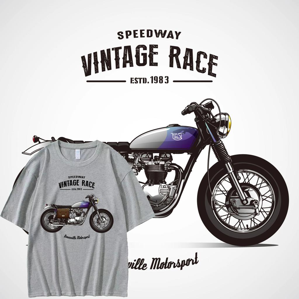 Men's T-shirt motorcycle printed T-shirt hip-hop street top streetwear vintage t shirt cotton Retro Motorcycle Plus size T-shirt