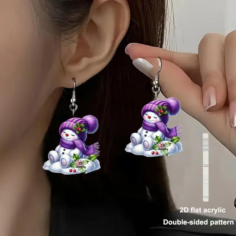 Christmas Acrylic Earrings Cartoon Doll Design For Holiday Accessories Party