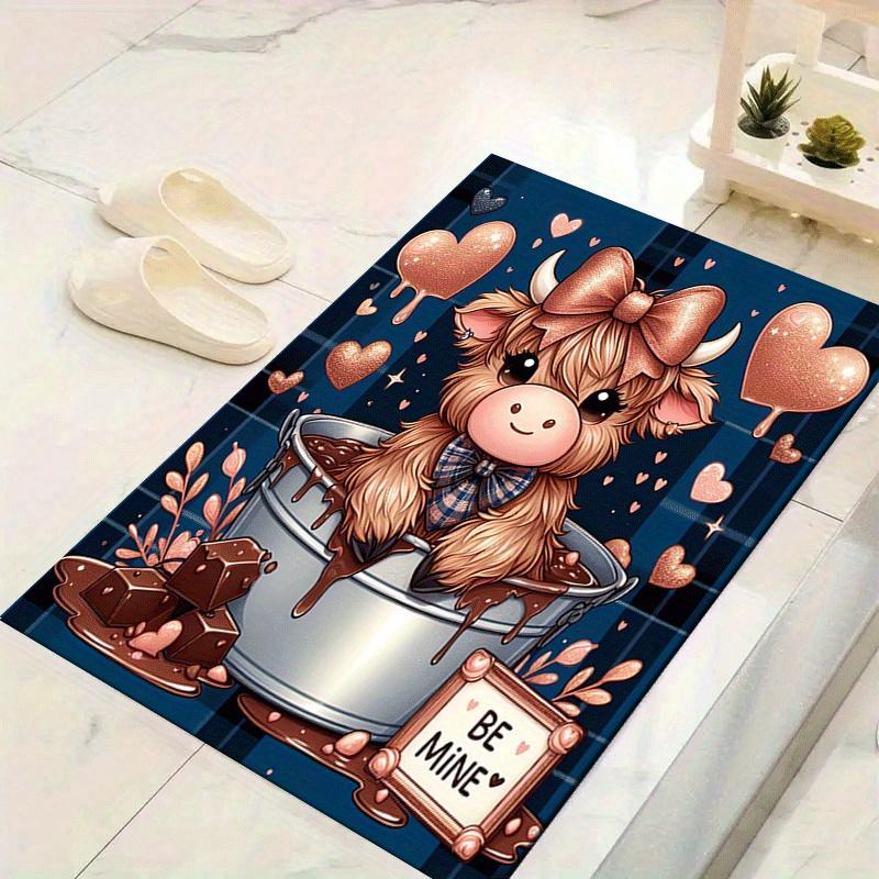 

1pc Brown cow Print, Design Indoor Area Rug - Soft, Anti-Slip, and Durable Gaming Room Decor for Bedroom 60cm by 90cm