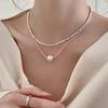 Real gold electroplated pearl beaded bow necklace niche versatile commuter collarbone chain fashion high-end jewelry women