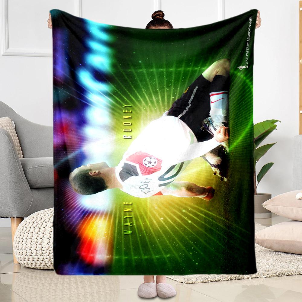 Soccer Player Action Blanket Comfortable Great for Bedding Office Chair Four Seasons Multipurpose Modern Unique Gift for Family and Friends Camping