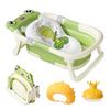 Foldable Baby Bath Tub Ergonomic With Temperature & Cushion Bath Pad + Bath Net
