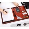 Portable PU Leather A4 File Folder Zipper Bag Card Holder Pen Insert Business Briefcase Zipper Closure Memo Pad Clip Conference