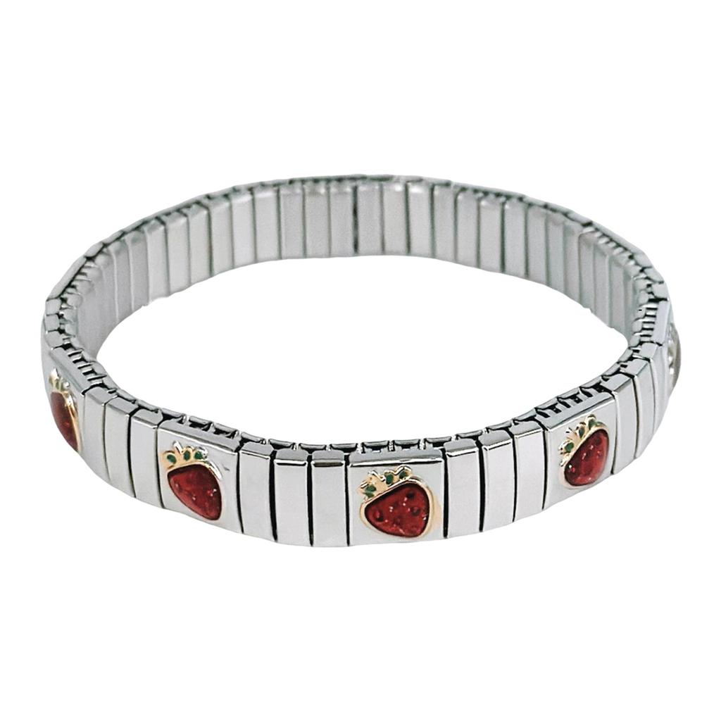 Trendy Cherrys Strawberry Fruit Design Adjustable Bracelet Italian Craftsmanship Comfortable Jewelry for Women Girls