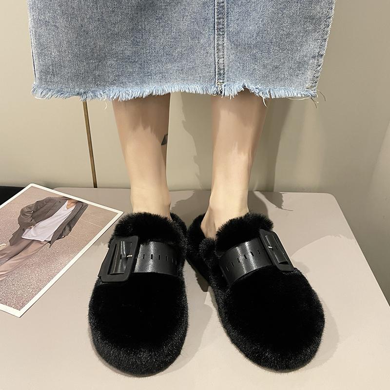 2025 New Fashion Winter Woman Slippers Plush Interior Anti Slip Sole Thick Bottom Fashion Warm Slippers Indoor Outdoor Shoes 623