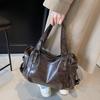 Glossy PU Leather Tote Bag With Dual Handles And Adjustable Shoulder Strap