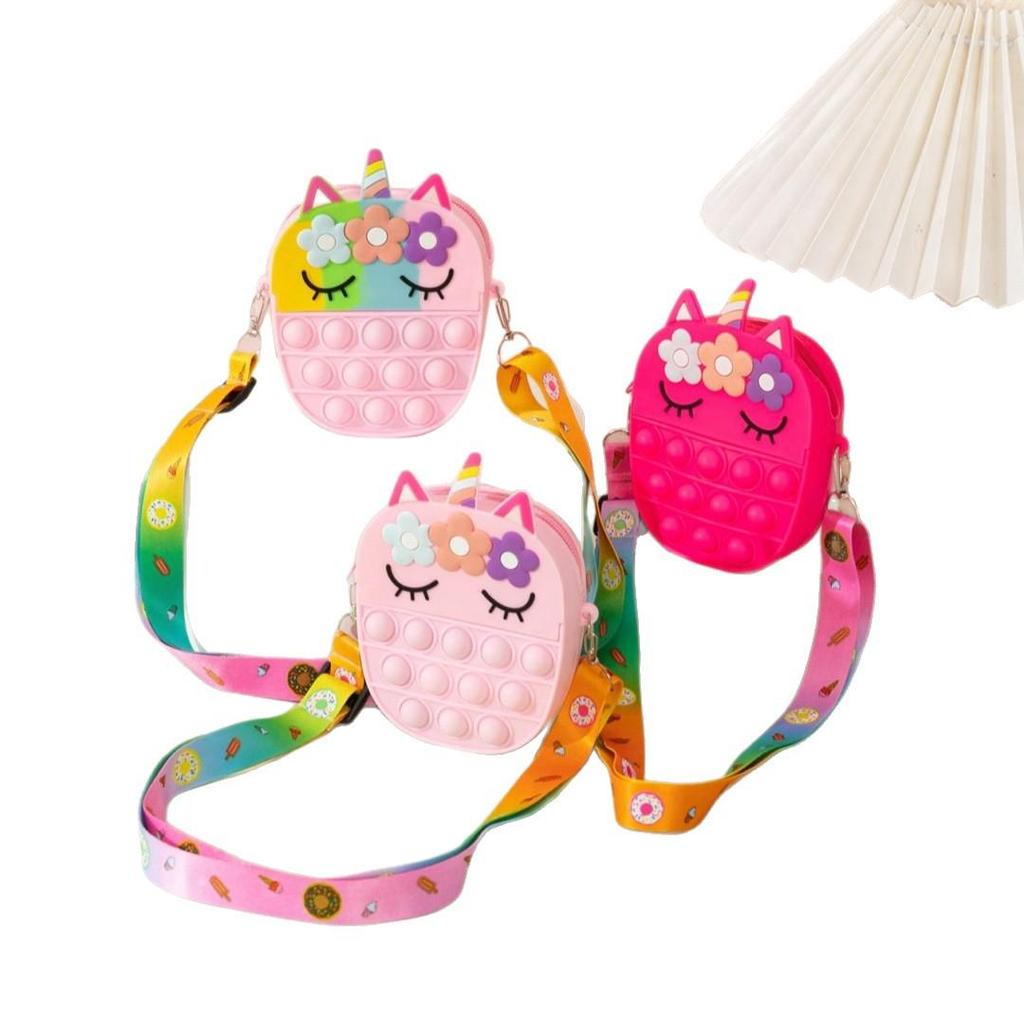 Unicorn Bubble Music Silicone Crossbody Coin Purse for Kids