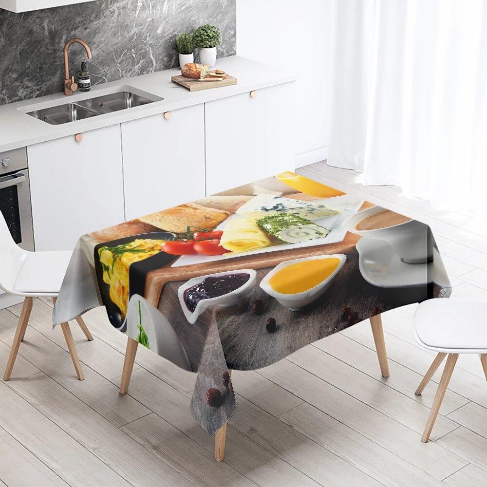 Gourmet Printed Tablecloth Anti-fouling and Waterproof Rectangular  Kitchen Restaurant Table Decoration