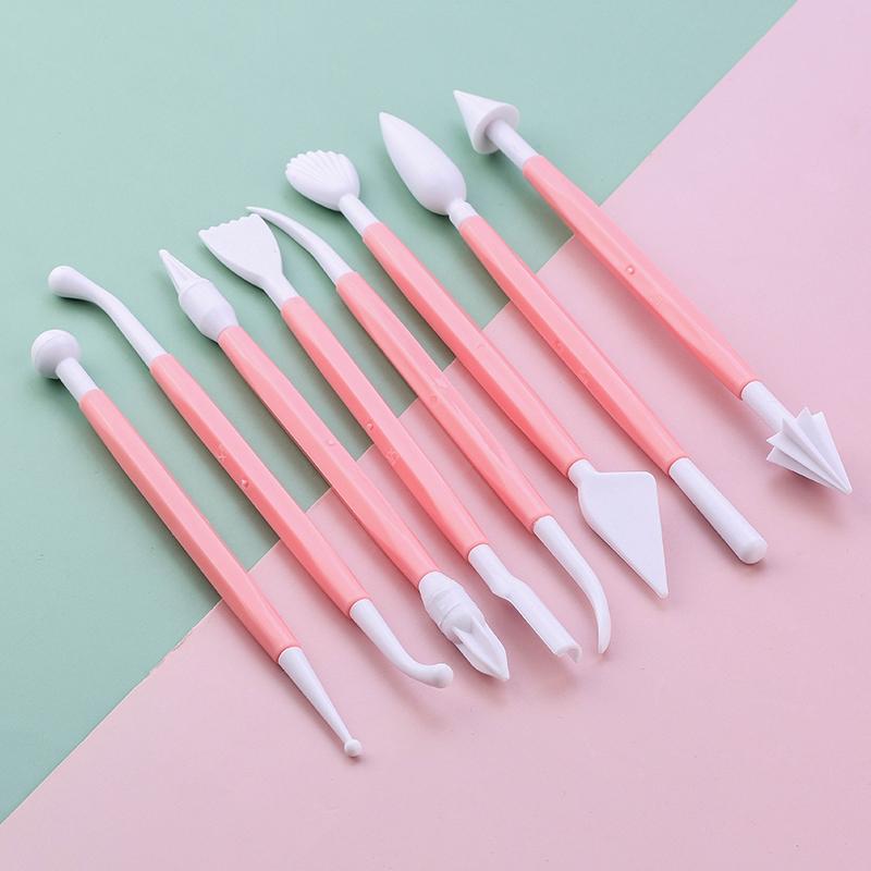 FAIS DU 8 Pieces Fondant Cake Carving Set 16 Patterns Flower Sugar Craft Modelling Tools Cake Decorating Hand Tool