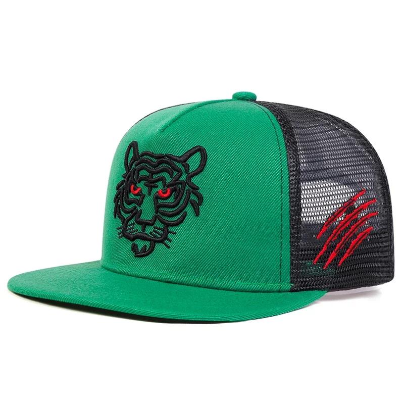 

Unisex Tiger Embroidery Hip-Hop Net Hats Spring Summer Outdoor Adjustable Casual Baseball Caps Trucker Caps Sunscreen Hat