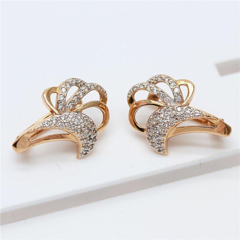 Exquisite Russian Purple Gold Imported Craft Inlaid Zircon Earrings Rose Gold Plated Exquisite Versatile Color Gold Earrings