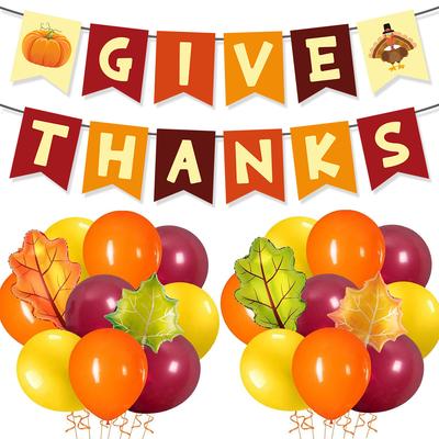 Thanksgiving Party Decoration Harvest Festival Turkey Party Maple Leaf Pumpkin Flag Balloon Set