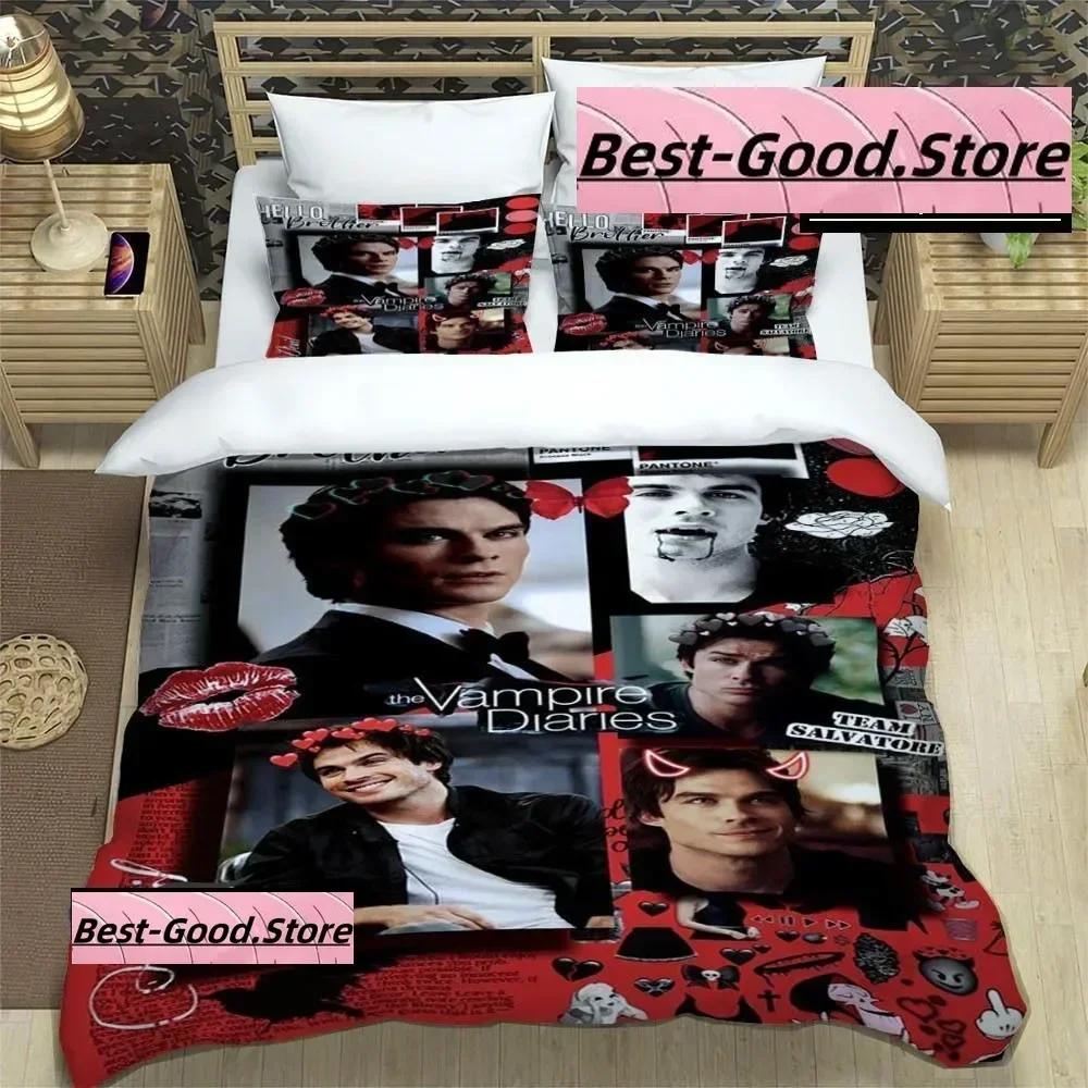 Vampire Diaries Damon Salvator Bedding Set Printed Bed Set With Pillowcase Duvet Cover Soft Single Double Queen Super King Size