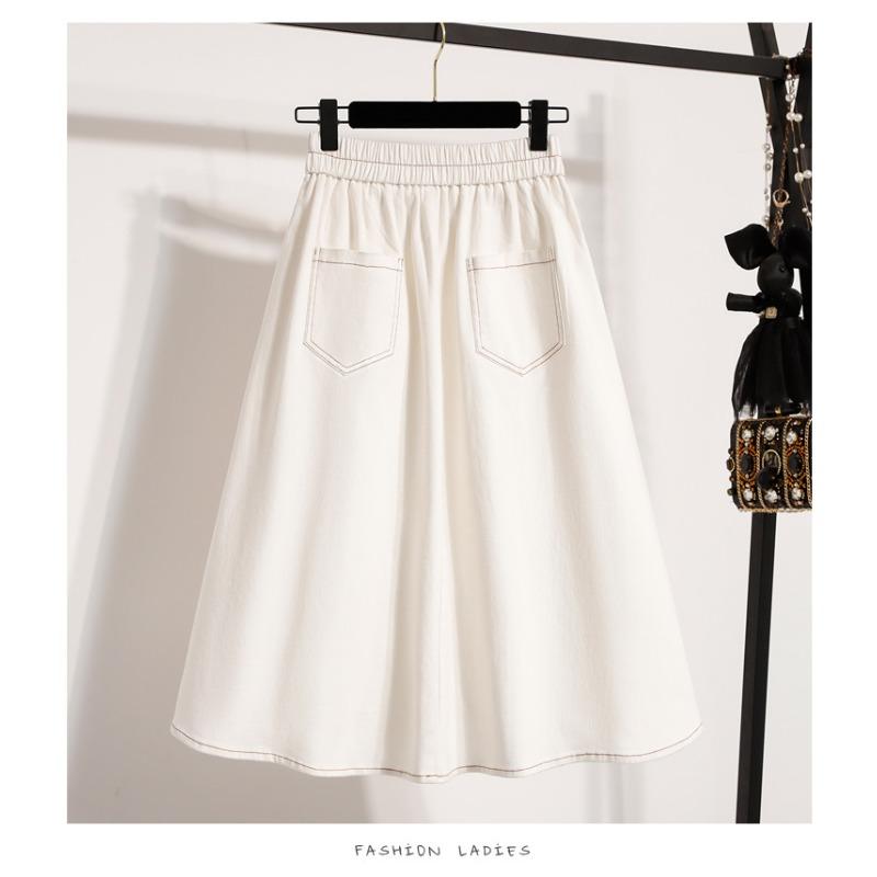 DIMANAF 2026 Plus Size Summer Skirts Women A-Line Cotton Fashion Lady Casual Elegant Long Skirt