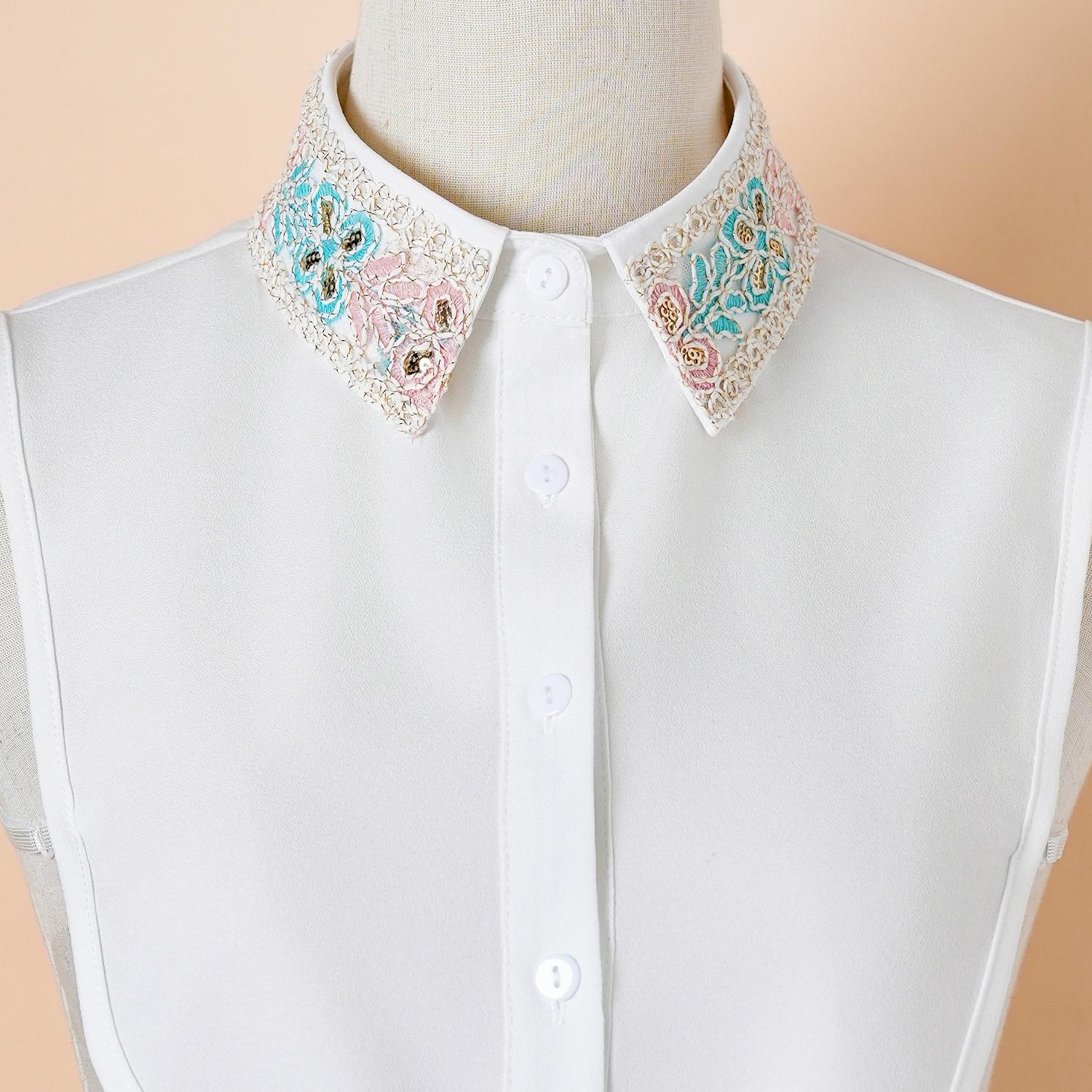 

1 шт. оригинальный красочный съемный воротник с вышивкой пайетками, универсальный и модный съемный воротник. Это служит поддельным ш