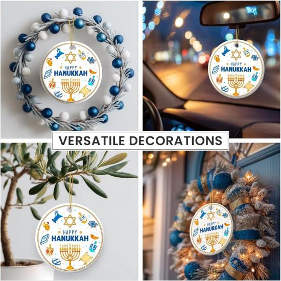 Hanukkah Ornaments 2025 - Happy Hanukkah Ornament for Tree, Je Home Decor, Chanukkah Gifts for Women, Men, Friend, Family, Coworker