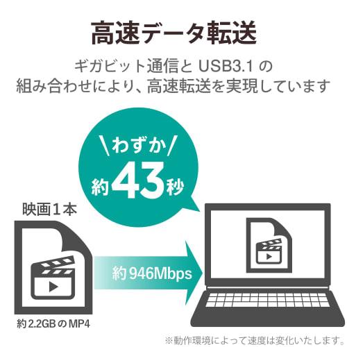 ELECOM wired LAN adapter/Giga compatible/USB3.1-C/Black