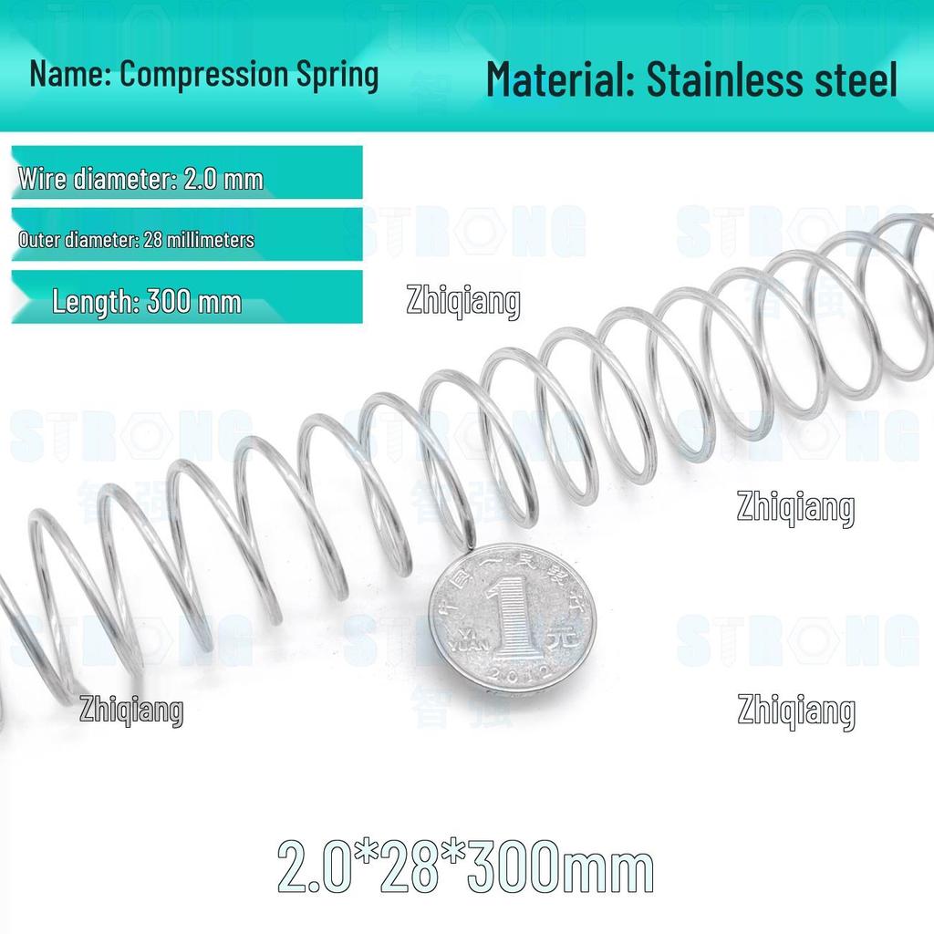 304 Stainless Steel Compression Spring – 300mm Long, High Elasticity, Shock Absorption, Customizable