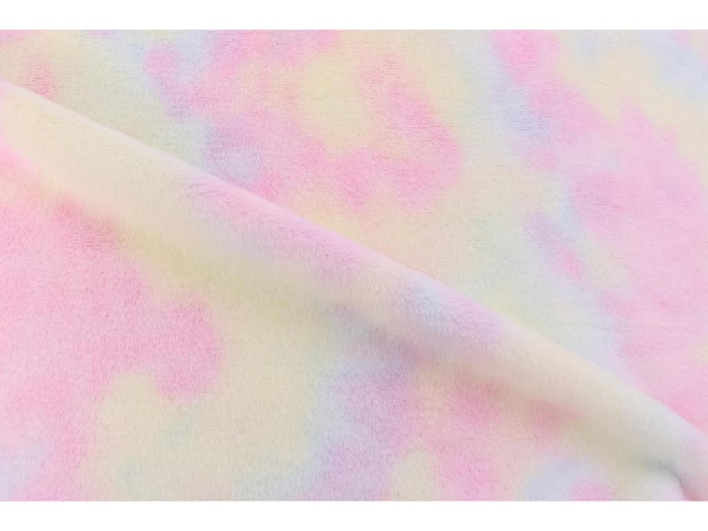 Tecido de pelo de coelho de imitação de veludo tingido com gradiente de arco-íris com cores de fantasia