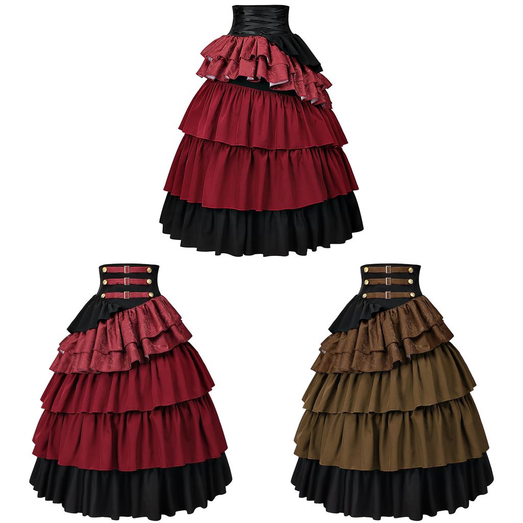 Falda Pirata Steampunk Gótica Para Mujer Con Volantes Superpuestos Para Fiestas de Disfraces