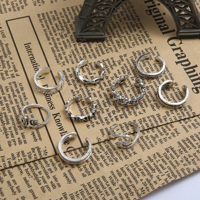 9Pcs Adjustable Toe Rings for Women Hypoallergenic Open Toe Ring Set Women Beach Foot Jewelry Caring Women Foot Ring Jewelry