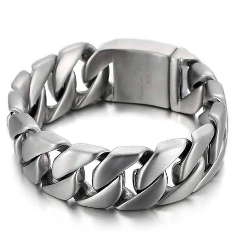 

20MM Cuban Chain Thick Bracelet for Men Punk Stainless Steel Black/Gold Color Heavy Bracelet Personalized Party Gift Jewelry 20mm wide&22cm