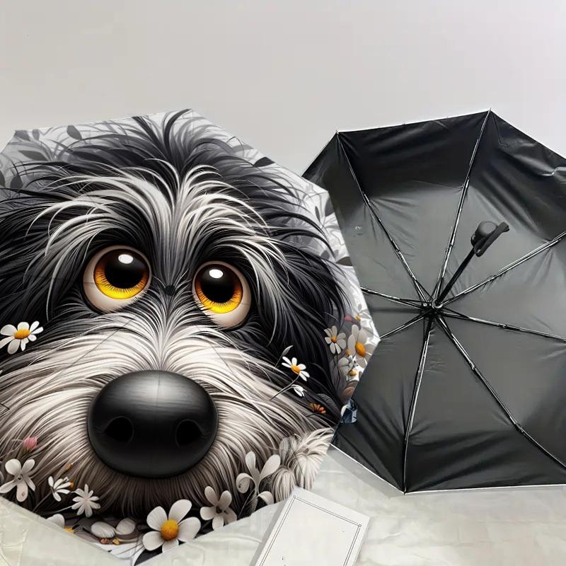 1PC Dog Flowers Umbrella-8-Rib Reinforced, Automatic Open, Lightweight & Durable, Cute Fashion Accessory for Outdoor-T186
