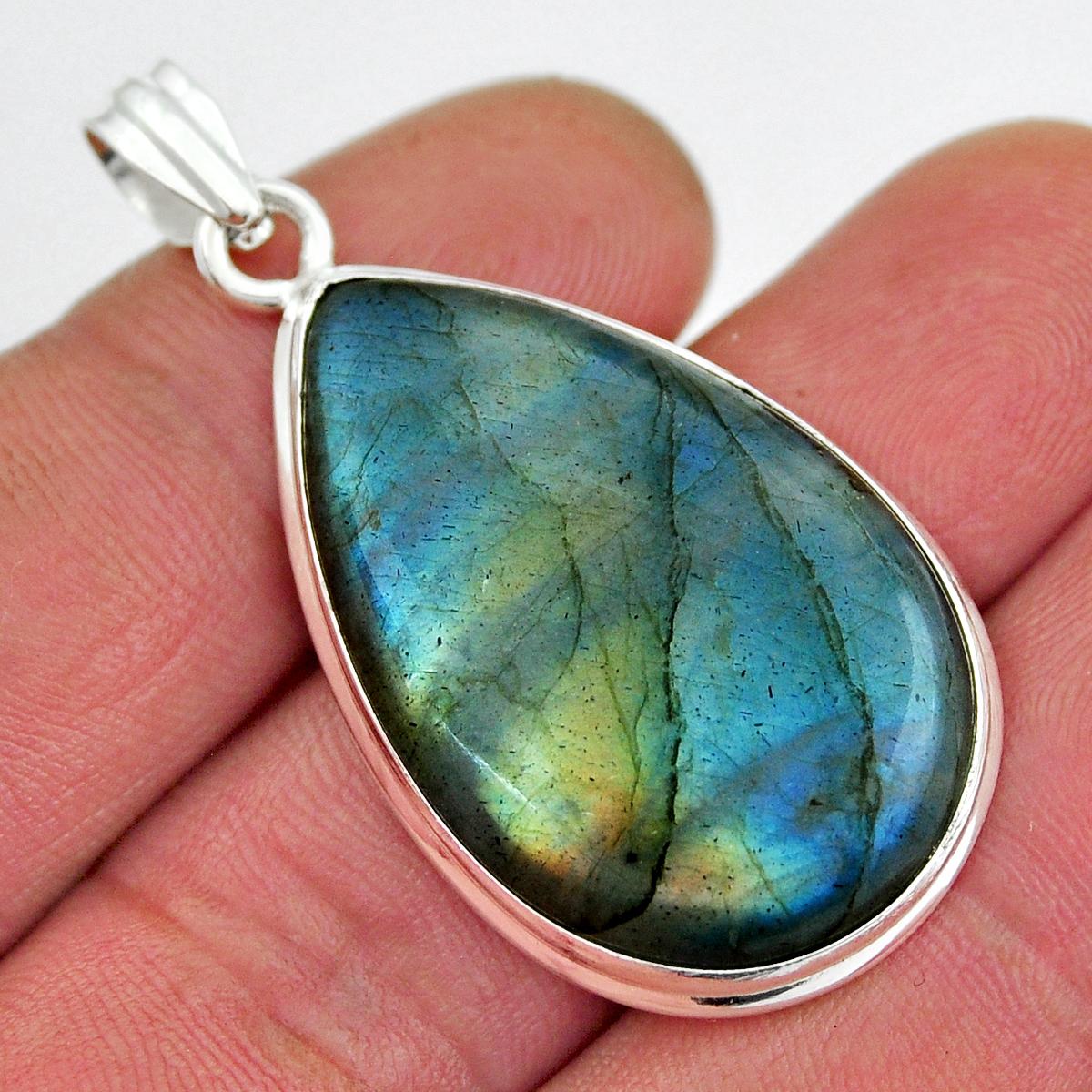 

28.08cts Blue Labradorite 925 Серебряный кулон Ювелирные изделия ручной работы