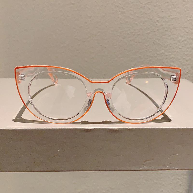 Fashionable Anti Blue Light Cat Eye Large Frame Reading Glasses Ultra Light High-Definition Transparent Frame Presbyopia Glasses
